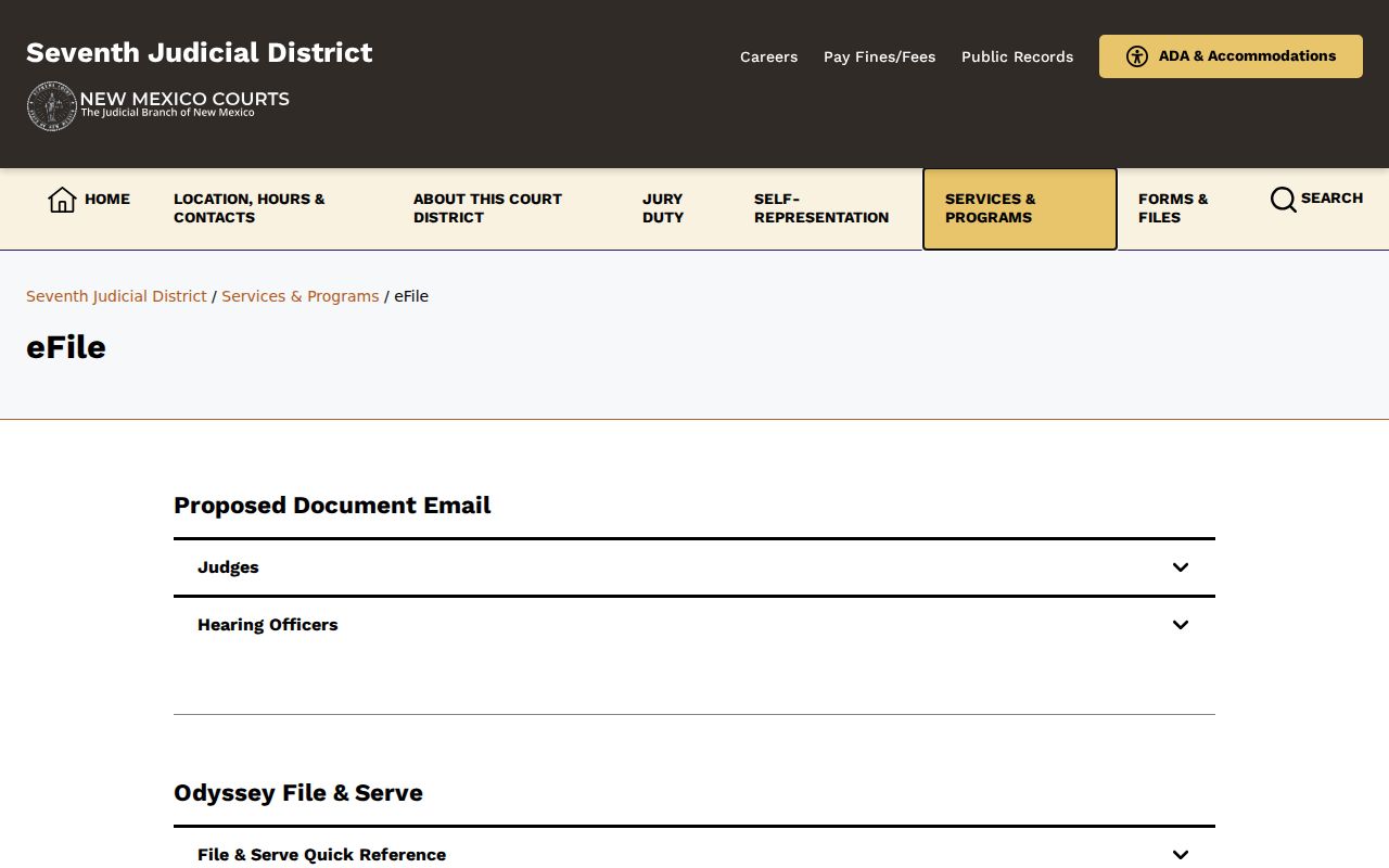 Torrance County civil court dockets Odyssey File and Serve information from the Seventh Judicial District