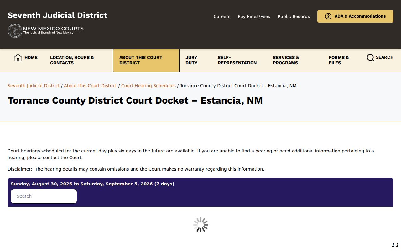 Torrance court schedule district hearing docket