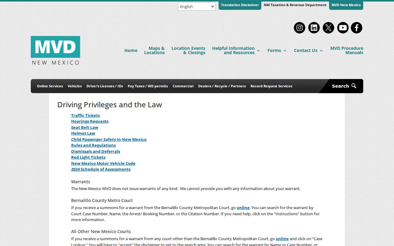 Willard court records context from New Mexico MVD court-information guidance